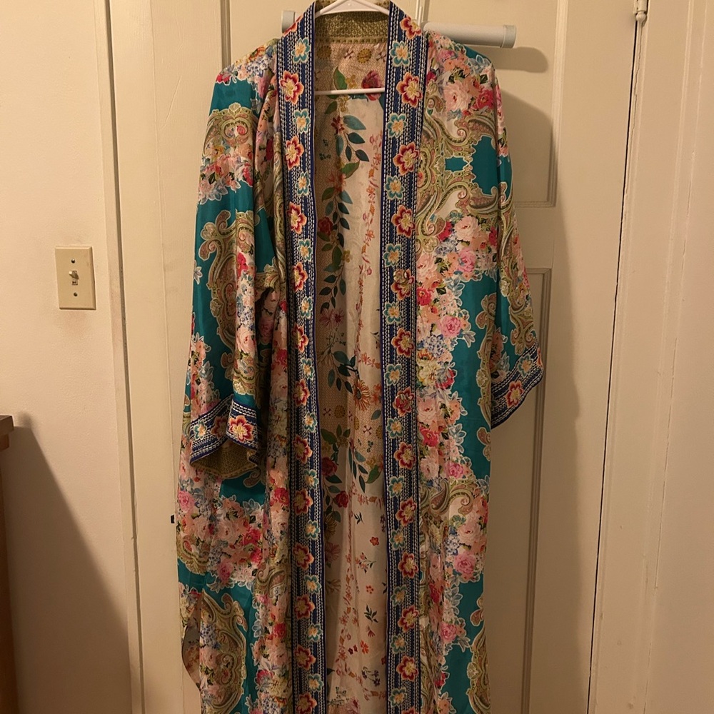 Johnny Was Floral Kimono with Multicolor Accents